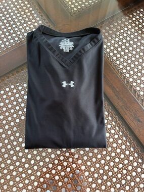 Under Armour Black V-Neck Athletic Polo with Silver Logo